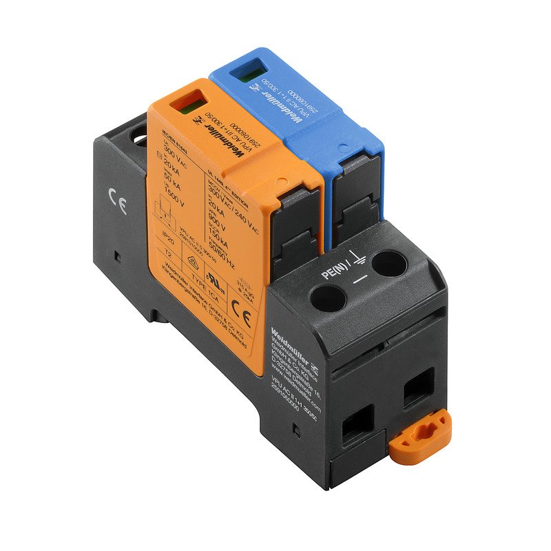 Weidmüller - Überspannungsableiter für Energietechnik/Stromversorgung Überspannungsschutz VPU AC II 1+1 300/50 TN, TT, AC