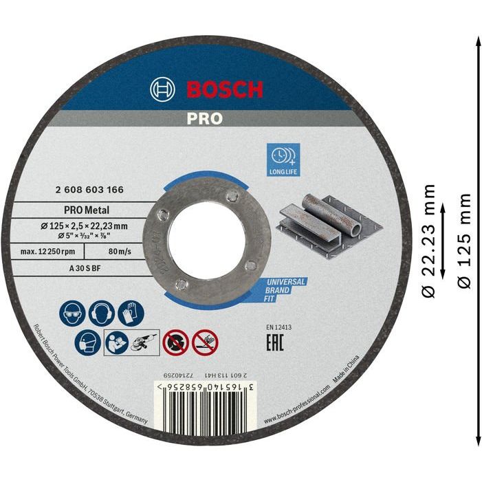 Bosch - Trenn-/Schleifscheibe PRO Metal Trennscheibe, 2608603166 125 x 2.5 x 22.23 mm