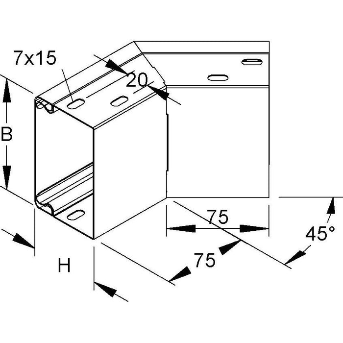 Niedax - Außeneck für Leitungsführungskanal Außeneck, 45 Grad LEAB 60.100  − 1 Stück
