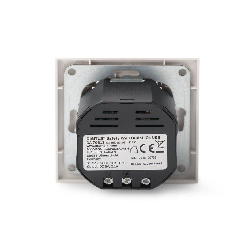 DIGITUS - USB-Spannungsversorgung Sicherheits-Steckdose DA-70613 2x USB