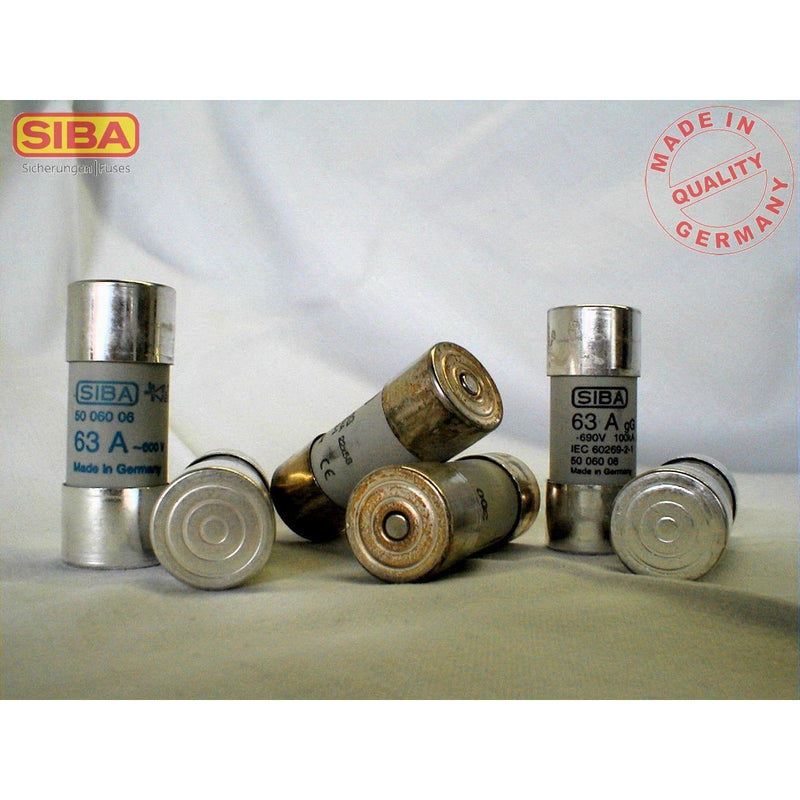Siba - Zylindrische Sicherung Kapselsicherung 5014206.63 63A 660V 22x58 m.M. − 10 Stück
