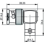 Telegärtner - Koax-Kupplung BNC Winkelverb.stück(M-F) 100023588 UG-306/U, 50 Ohm − 5 Stück
