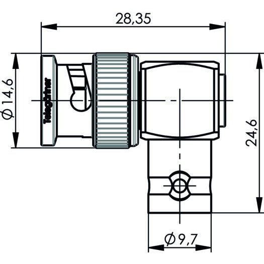 Telegärtner - Koax-Kupplung BNC Winkelverb.stück(M-F) 100023588 UG-306/U, 50 Ohm − 5 Stück