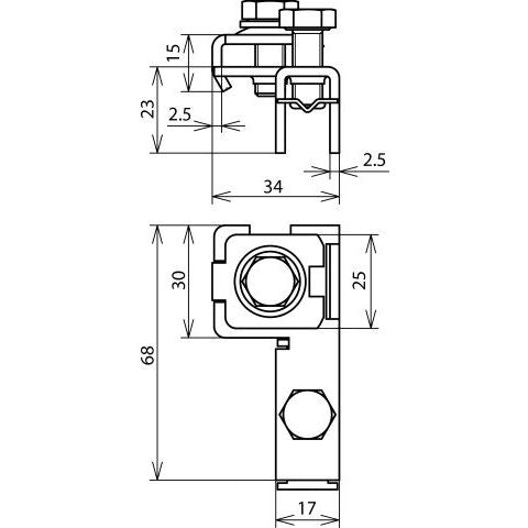DEHN - Zubehör/Ersatzteile für Erdung und Blitzschutz Spannkopf SPK25BRSAK1X102X68V2 f. 25x0,3mm NIRO