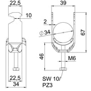 OBO Bettermann - Bügelschelle BS-H1-M-34 A4 28-34mm − 25 Stück