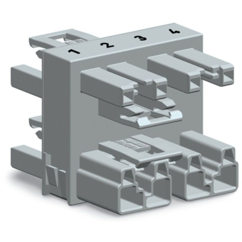 WAGO - Kompaktverteiler für steckbare Gebäudeinstallation 3-fach-Verteiler 4-polig 770-1734 Kod. B,grau − 50 Stück