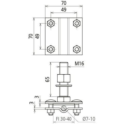 DEHN - Anschlussklemme für Blitzschutz Anschlussklemme AK710FL40GBM16X65V4A