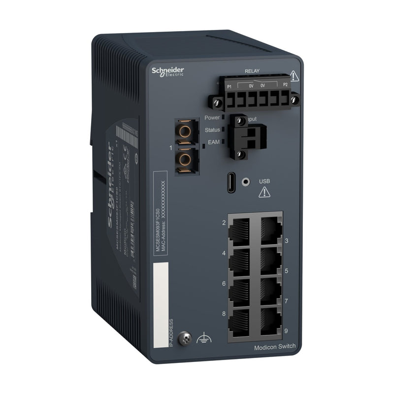 Schneider Electric - Netzwerk Switch Modicon Managed Switch MCSESM093F1CS0 8 Ports Kupfer