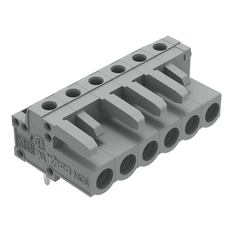 WAGO - Leiterplattensteckverbinder THT-Federleiste abgewink. 232-236 Rastermaß 5mm,grau − 50 Stück