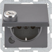 Berker - Steckdose SCHUKO-Steckdose anth/mt 47636086 Steckklemme, Schloss