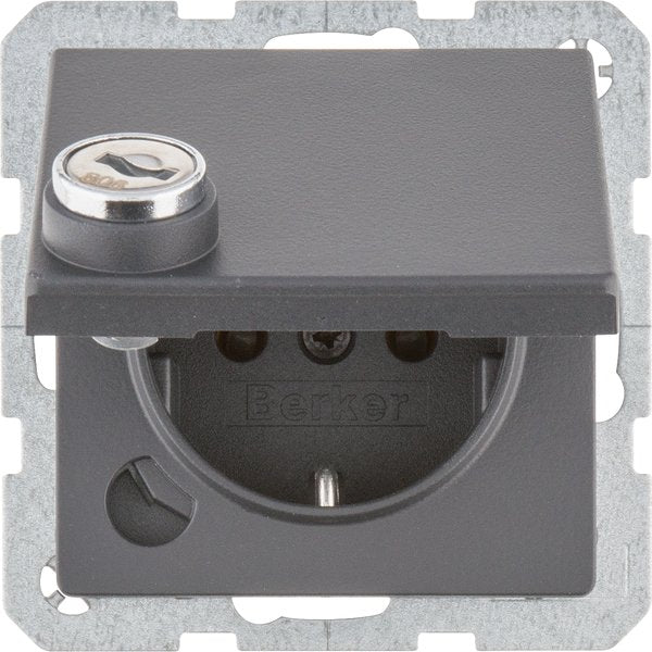 Berker - Steckdose SCHUKO-Steckdose anth/mt 47636086 Steckklemme, Schloss