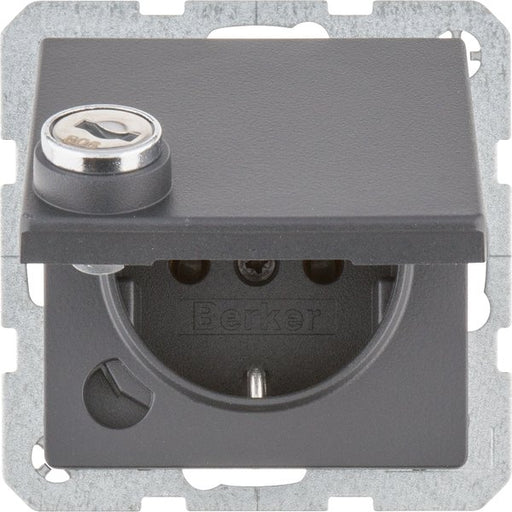 Berker - Steckdose SCHUKO-Steckdose anth/mt 47636086 Steckklemme, Schloss