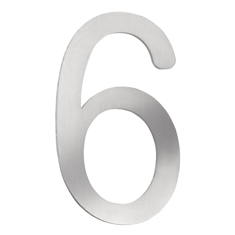 CMD Creativ - Beschriftung Buchstaben/Zahlen Hausnummer 6 Klein HN-6 Edelstahl, 16 cm