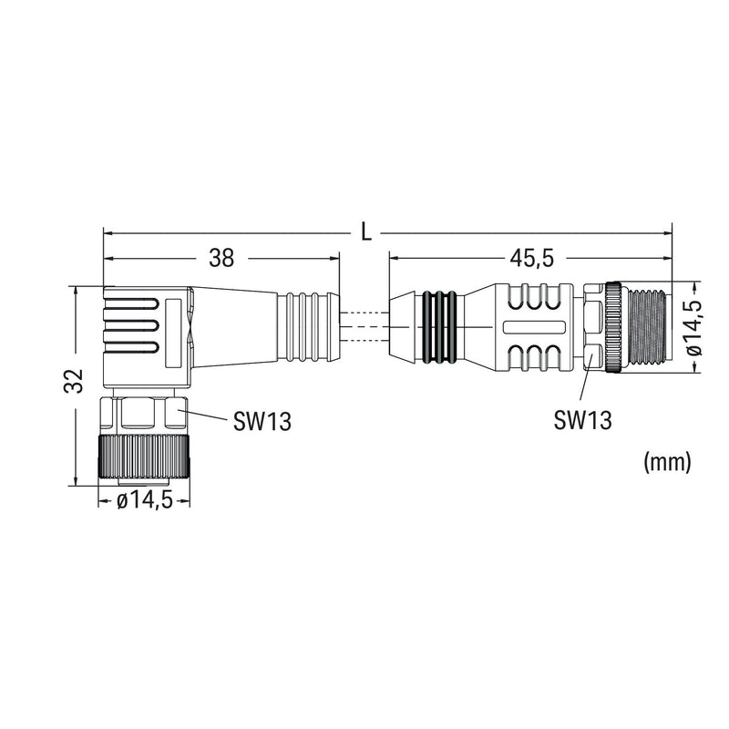 WAGO - Konfektioniertes Sensor-Aktor-Kabel Sensor-Aktorleitung axial 756-6403/030-020 M12A-Buchse/Stecker