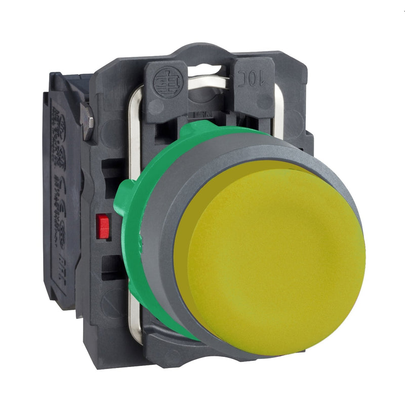 Schneider Electric - Drucktaster, Komplettgerät Drucktaster komplett XB5AP51C0 gelb, 22mm, 1S, grau