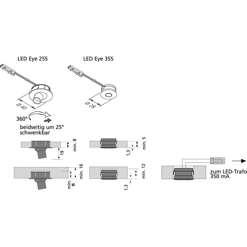 Hera - Downlight/Strahler/Flutlicht LED-Einbauleuchte LED Eye 35S 1Www eds starr