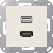 Jung - Multifunktions-Anschlussdose Multimedia-Anschluss ws MA A 1163 HDMI/USB m.Tragring