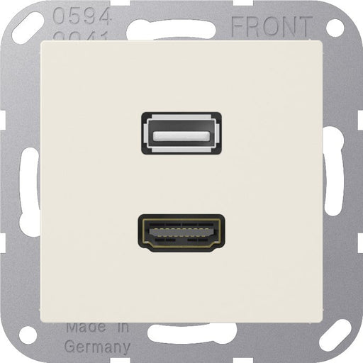 Jung - Multifunktions-Anschlussdose Multimedia-Anschluss ws MA A 1163 HDMI/USB m.Tragring
