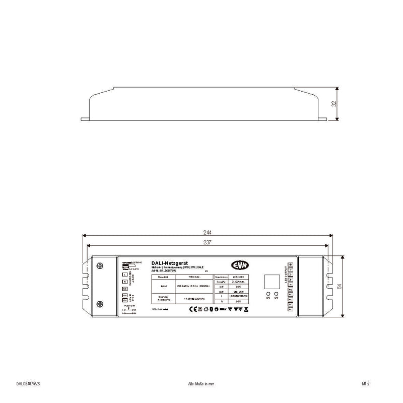 EVN Lichttechnik - Steuergerät für Leuchten DALI Dimmer-Empfänger DALD24075VS inkl.Netzgerät