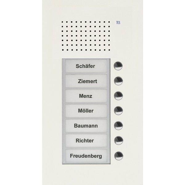 TCS Tür Control - Türstation für Türkommunikation Audio Außenstation PUK 7 PUK07/1-WS Tasten 1spaltig UP w