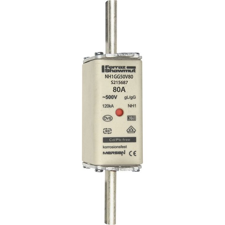 Mersen - Messersicherung NH-Sicherungseinsatz SF NH1GG50V80 Gr.1 gG 80A/500V KM