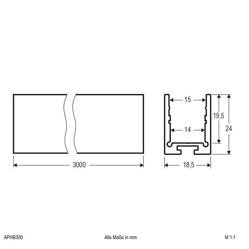 EVN Lichttechnik - Mechanisches Zubehör/Ersatzteile für Leuchten Aluminium-Profil APHB300