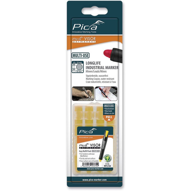 Pica-Marker - Markierungsstift VISOR Ersatzminen 991/44 (VE4) permanent, gelb − 5 Packung