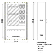 GSAB Elektrotechnik - Anschlussschrank GfK-Wandschrank IP55 125W750K2LSL2 1250x750x300