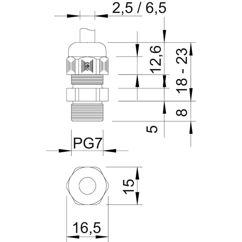 OBO Bettermann - Kabelverschraubung Verschraubung V-TEC PG7 LGR − 50 Stück