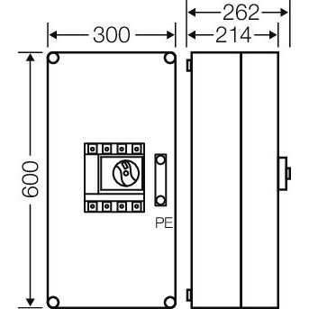 Hensel - Verteilerbaugruppe mit Leistungsschalter MiLasttrennschaltergehäuse Mi 7442 250 A, 4polig + PE