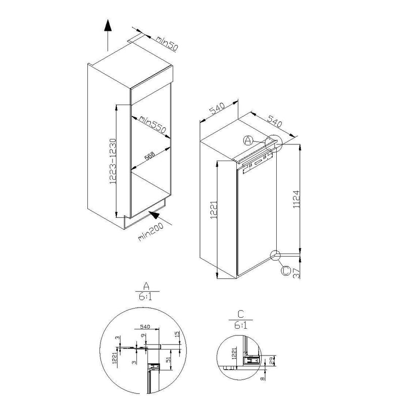 Amica - Kühlschrank EB-Kühlgerät EVKSX 352 241 Festtür