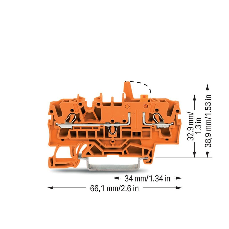WAGO - Trenn- und Messtrenn-Reihenklemme Trennklemme 2002-1672/401-000 Messerhalter orange − 50 Stück
