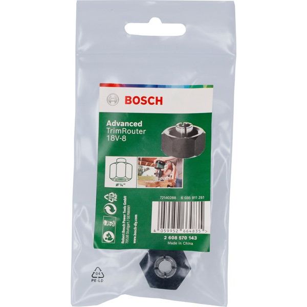 Bosch - Systemzubehör für Fräsen (Akku/elektrisch) Spannhülse 1/4-Zoll für 2608570143 Advanced TrimRouter