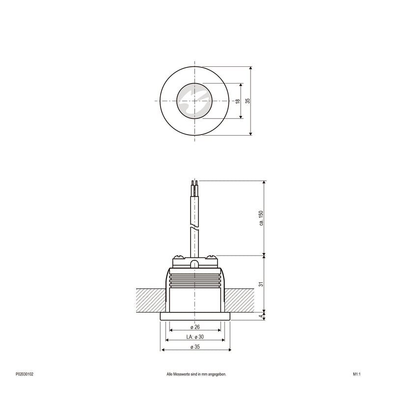 EVN Lichttechnik - Downlight/Strahler/Flutlicht P-LED Deckeneinbauleuchte P02030102 3000K 700mA rund ws