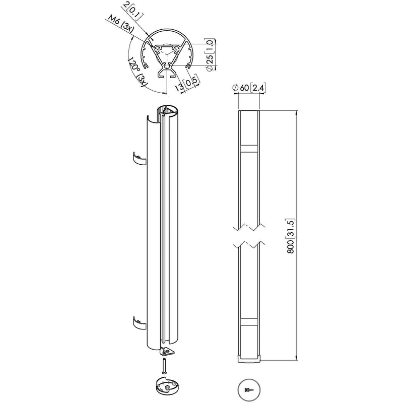 Vogels - Halterung für Audio-/Videosysteme Abhängungsprofil PUC2408 sw Connect-it,L 80 cm