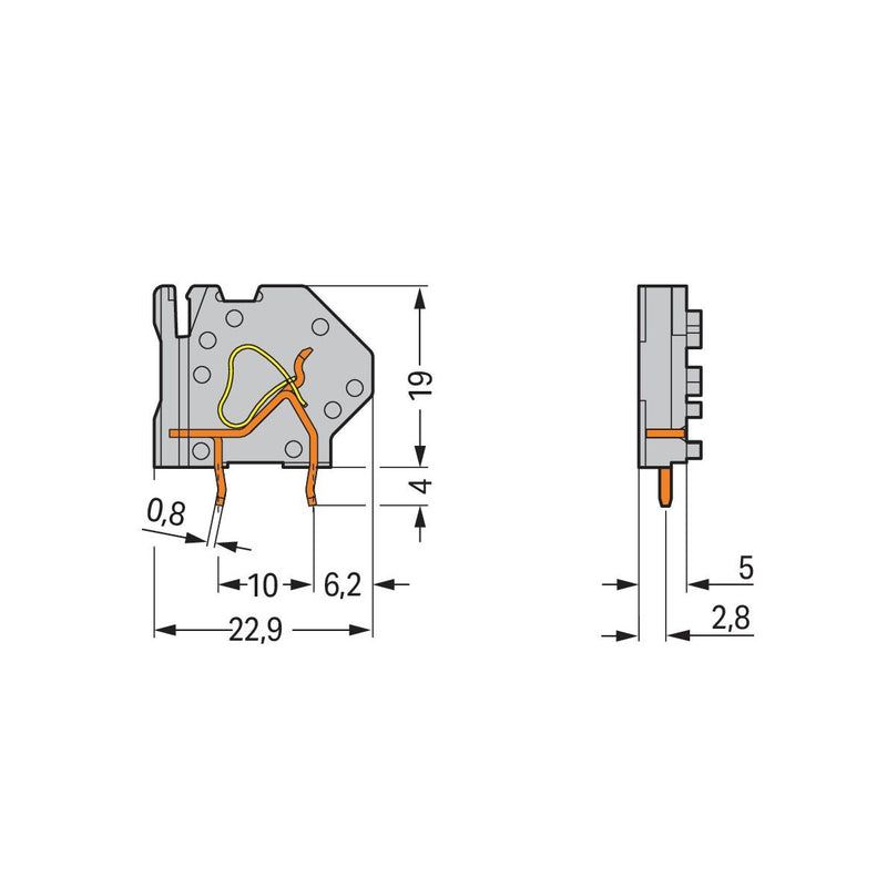 WAGO - Leiterplattenklemme Anreihbare Leiterplattenk. 745-803/999-950 4mm² − 50 Stück