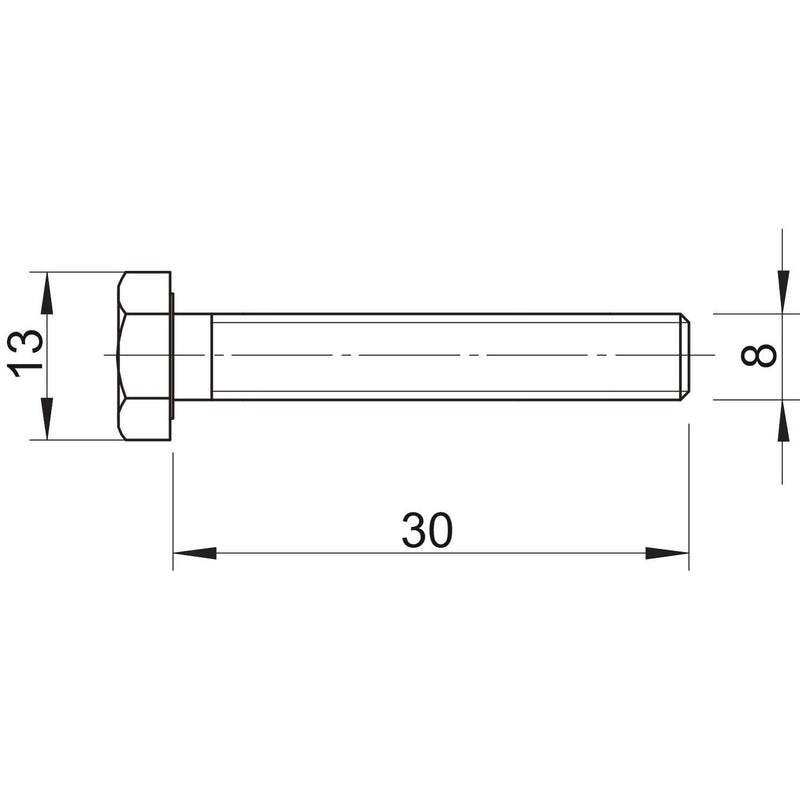 OBO Bettermann - Maschinenschraube/Bolzen Sechskantschraube SKS M8x30 ZL − 100 Stück