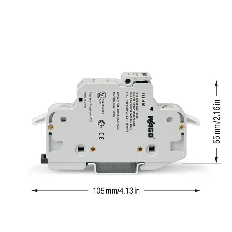 WAGO - Halter für zylindrische Sicherung 2-Leiter-Sicherungshalter 811-410 CC,1-polig,lichtgrau