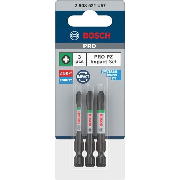 Bosch - Bit-Set PRO Pozidriv Impact Bit 2608521U57VE(3) Set PZ1 PZ2 PZ3 55