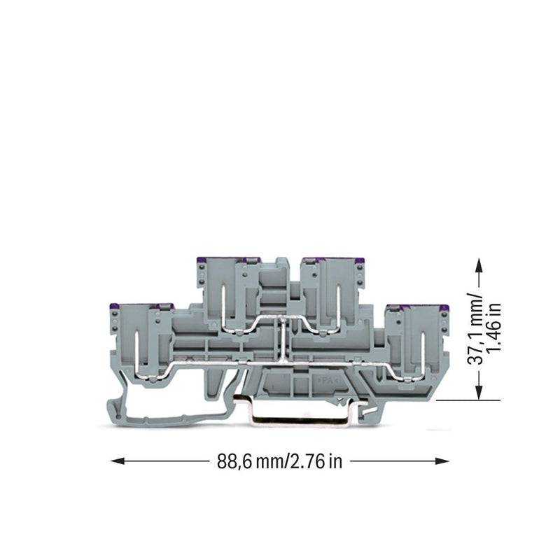WAGO - Durchgangs-Reihenklemme 4-Pin-Doppelstock-Basiskl. 870-158 − 50 Stück