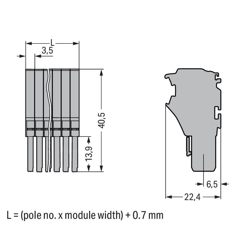 WAGO - Ein- und mehrpolige Klemmenleiste 1-Leiter-Federleiste 2020-107 CAGECLAMP,1,5mm²,gr − 25 Stück