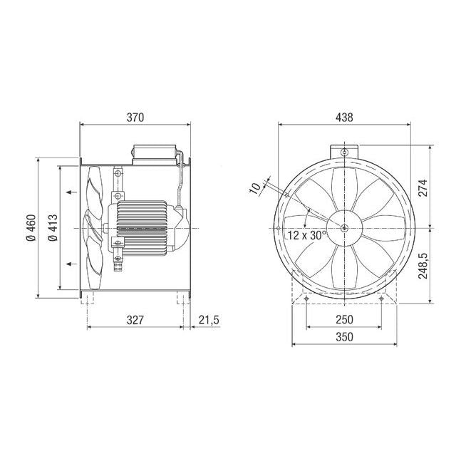 Maico - Ventilator für Rohreinbau Axial-Rohrventilator DZR 40/84 B Drehstrom DN 400