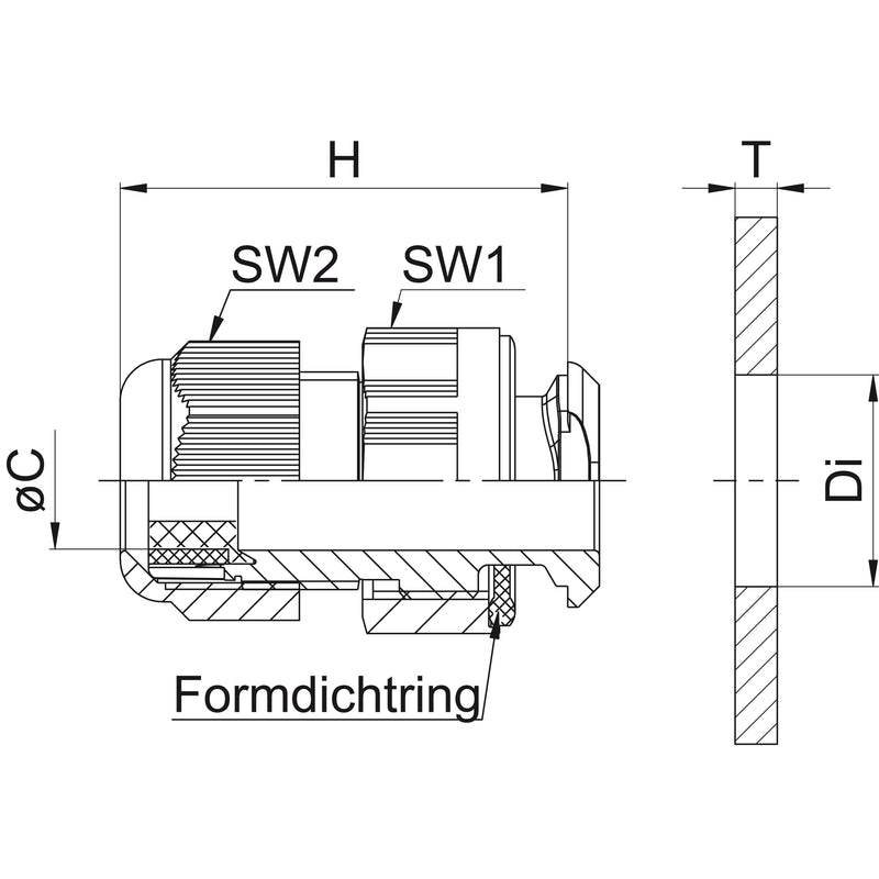 Jacob - Kabelverschraubung K344-1032-00 RAL7035 − 25 Stück