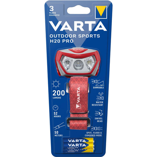 Varta Cons.Varta - Taschenleuchte Kopfleuchte Outdoor Sports Sports H20 Pro inkl. 3AAA Batt. − 4 Stück