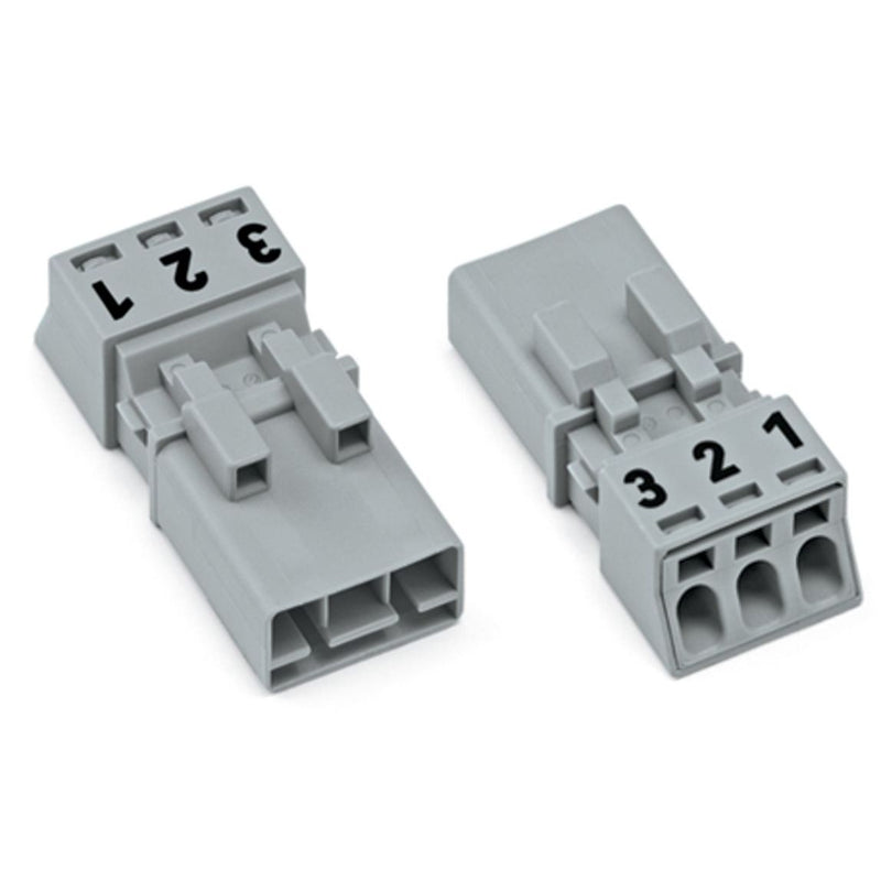 WAGO - Steckverbinder für steckbare Gebäudeinstallation Stecker 3-polig 890-253 Kod. B,grau − 50 Stück