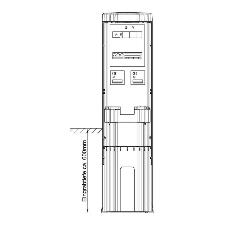 GSAB Elektrotechnik - Anschlussschrank Poller rund mit Sockel 36P1400MFP232 HxD: 1411x360