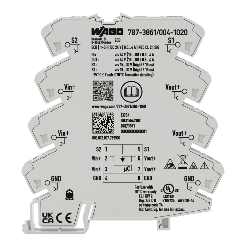WAGO - Stromüberwachungsgerät Elektron. Schutzschalter 787-3861/004-1020 1-kanalig, DC 24 V