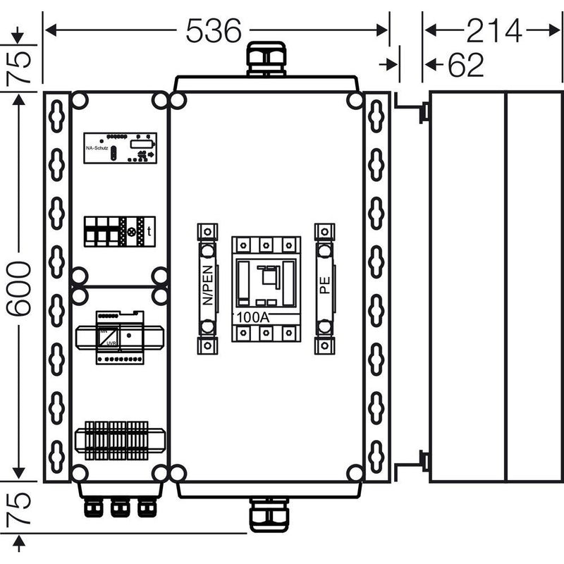 Hensel - Verteilerbaugruppe mit Leistungsschalter PV-Freischaltstelle Mi AE 3223 70kVA, 3-p. m.LS+NA