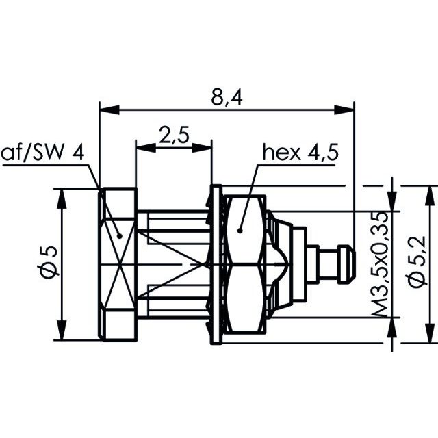 Telegärtner - Koax-Steckverbinder MMCX-Einbaubuchse Au 100025110 50Ohm − 5 Stück