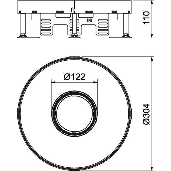 OBO Bettermann - Nivellierbare Kassette für Kanaleinbau, Doppel- und Hohlboden Kassette rund RKFR2 9 V20 D=305mm